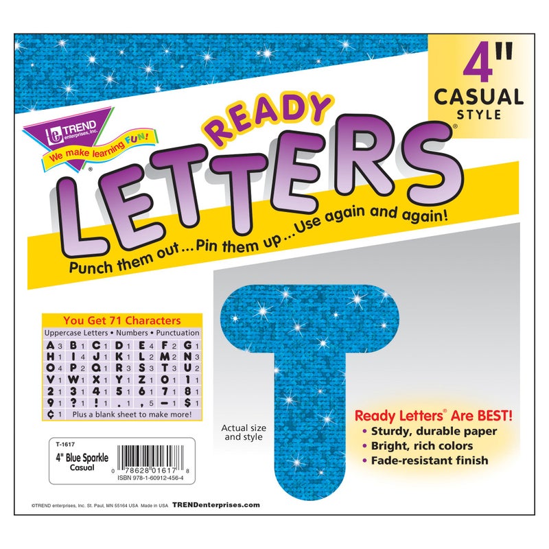 Trend Enterprises "4"" Sparkle Uppercase Ready Letters Set", blue - Image 3